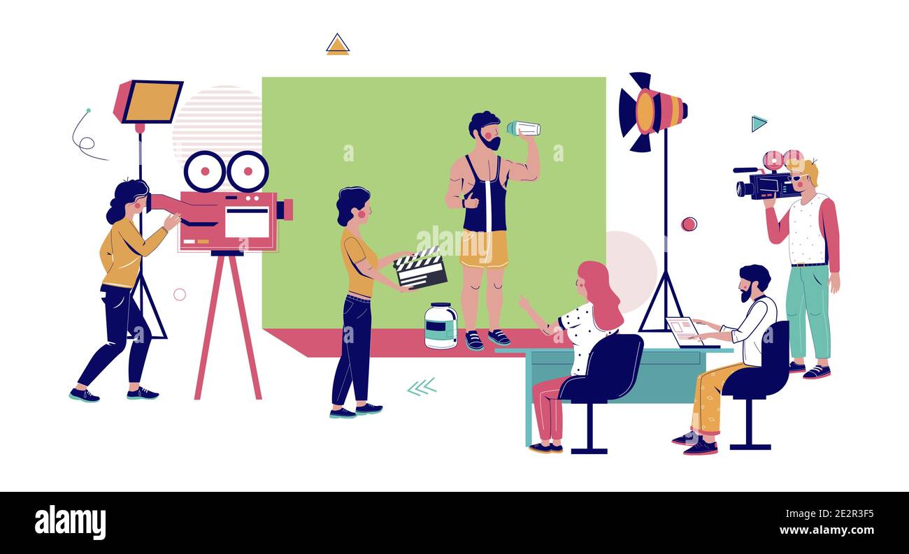 Advertising video production, flat vector illustration. Film crew creating professional ad of sport nutrition product Stock Vector Image & Art - Alamy Advertising video production, flat vector illustration. Film crew creating professional ad of sport nutrition product Stock Vector Image & Art - Alamy