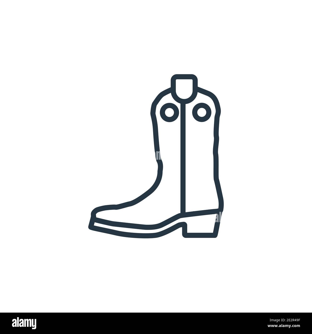 Cowboy boot outline vector icon. Thin line black cowboy boot icon, flat vector simple element illustration from editable desert concept isolated strok Stock Vector