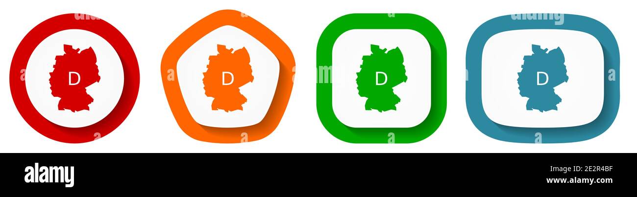 Map of Germany vector icon set, flat design buttons on white background ...