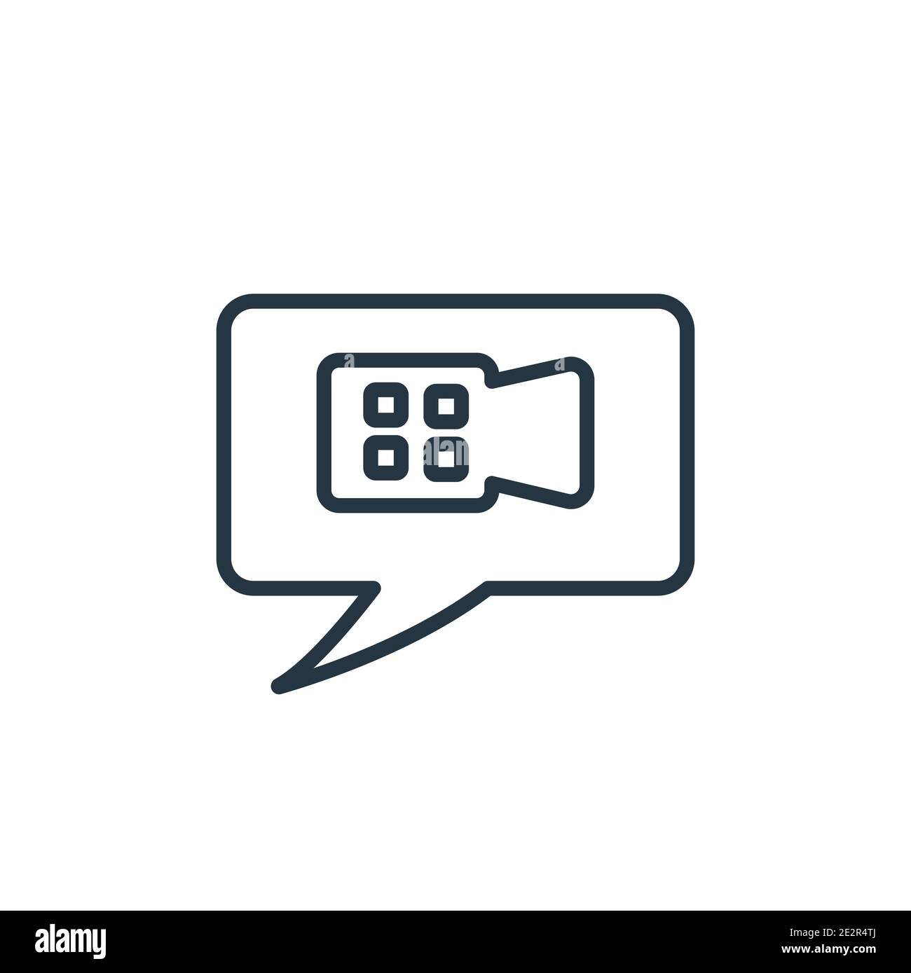 Video call outline vector icon. Thin line black video call icon, flat ...