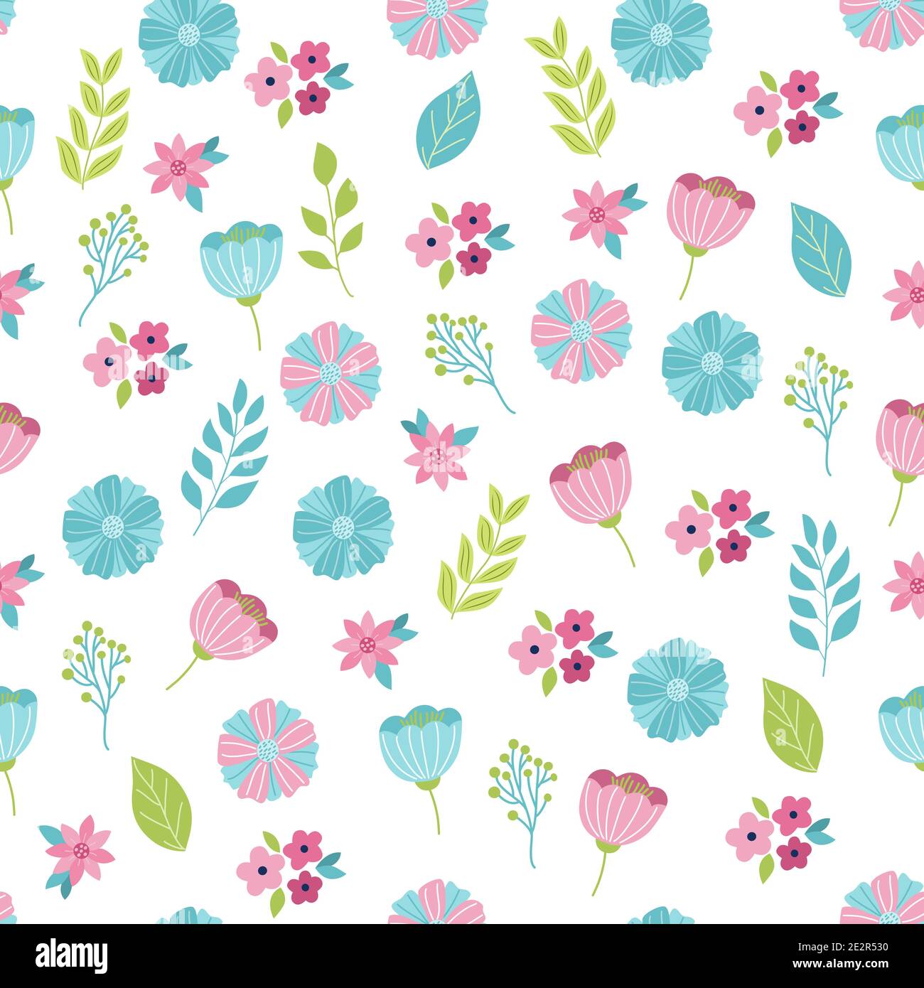 Seamless pattern with the image flowers and leaves Stock Vector
