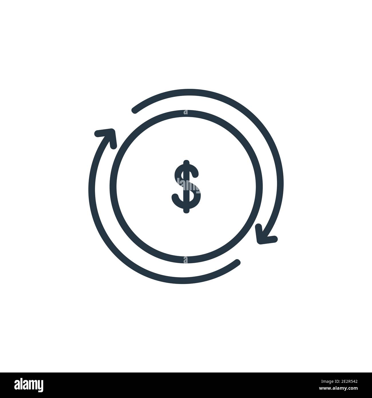 Dollar reload outline vector icon. Thin line black dollar reload icon, flat vector simple element illustration from editable economyandfinance concept Stock Vector