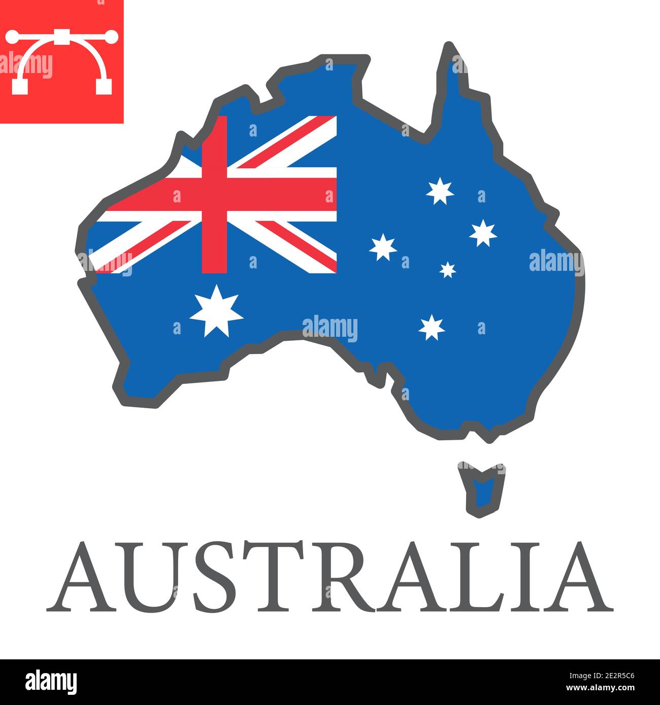 Map of Australia color line icon, country and geography, australia map