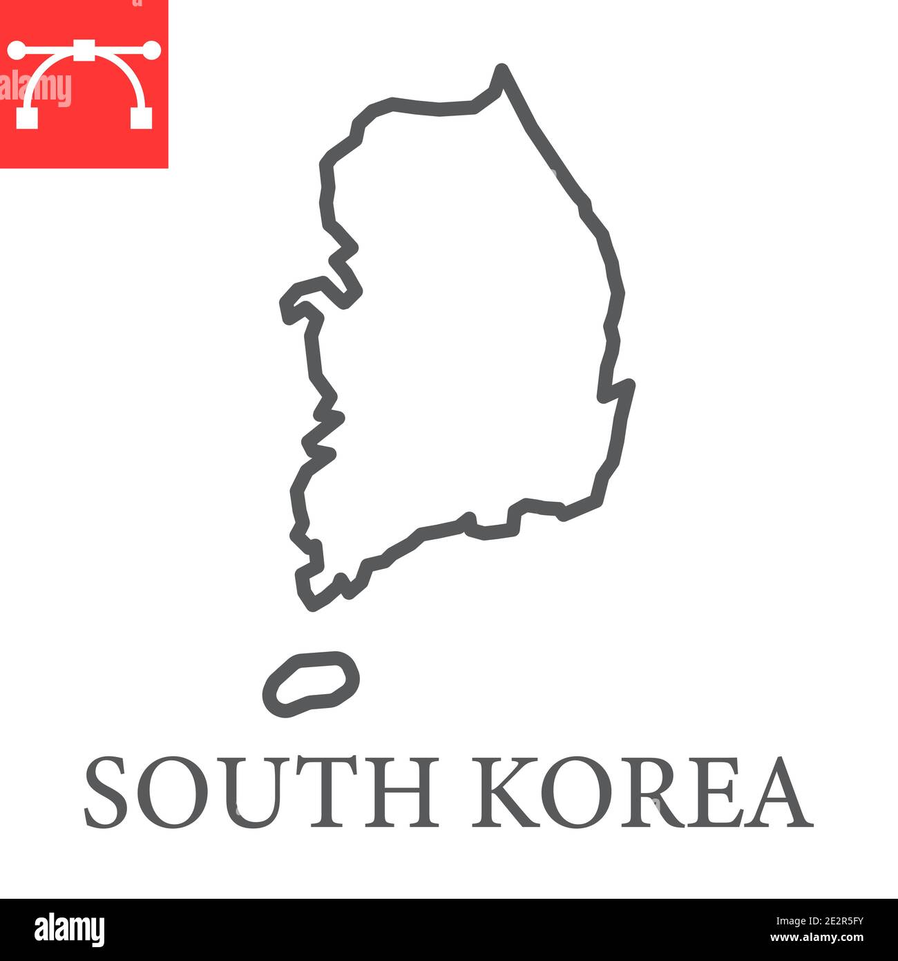 Map of South Korea line icon, country and geography, south korea map sign vector graphics, editable stroke linear icon, eps 10. Stock Vector