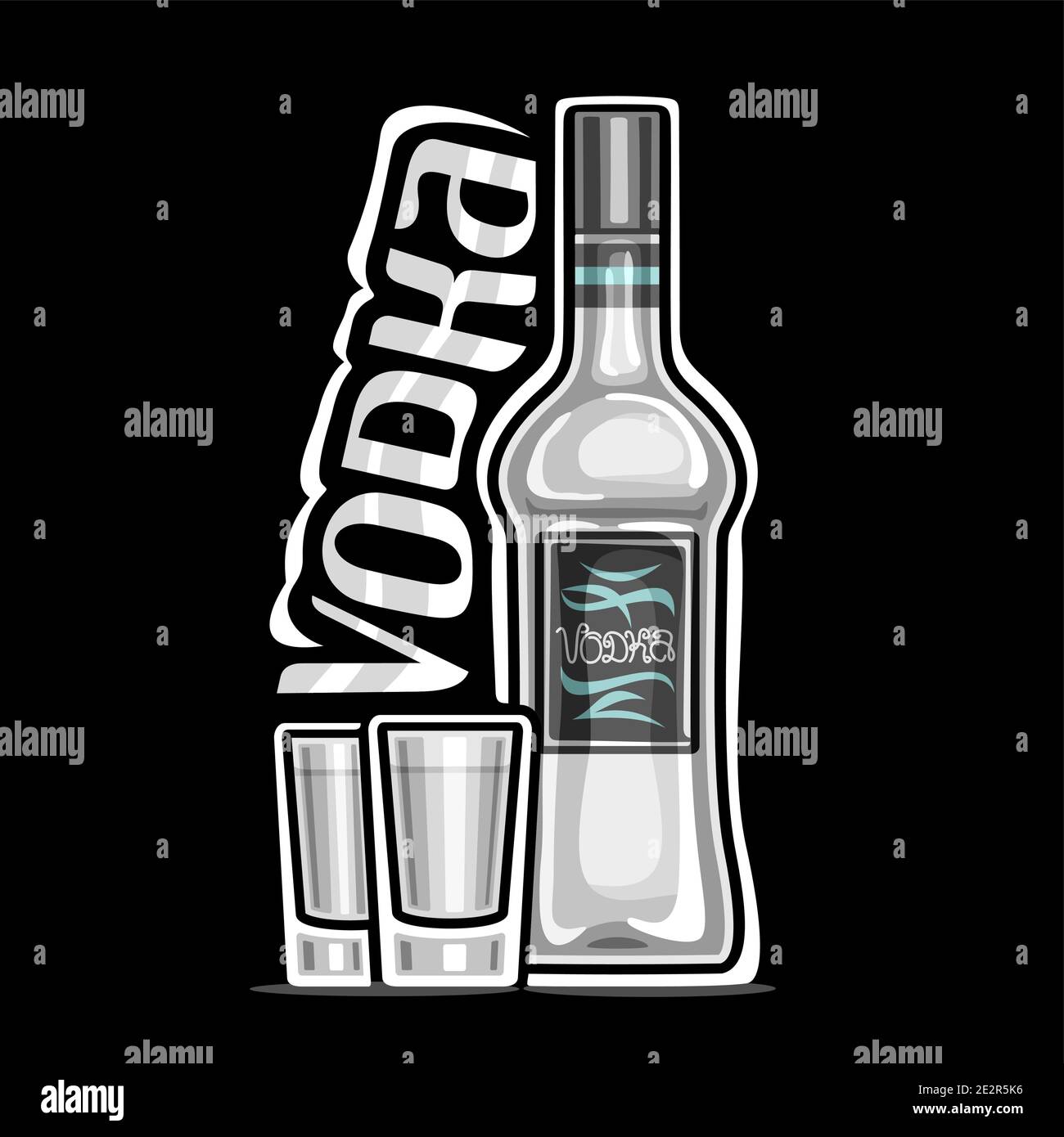 Download Vector Logo For Vodka Outline Illustration Of White Bottle With Decorative Label And 2 Full Shot Glasses With Chilled Vodka Square Placard With Uniq Stock Vector Image Art Alamy