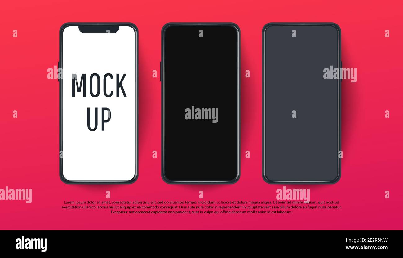 Editable realistic trendy mockup smartphone with blank white screen for ...
