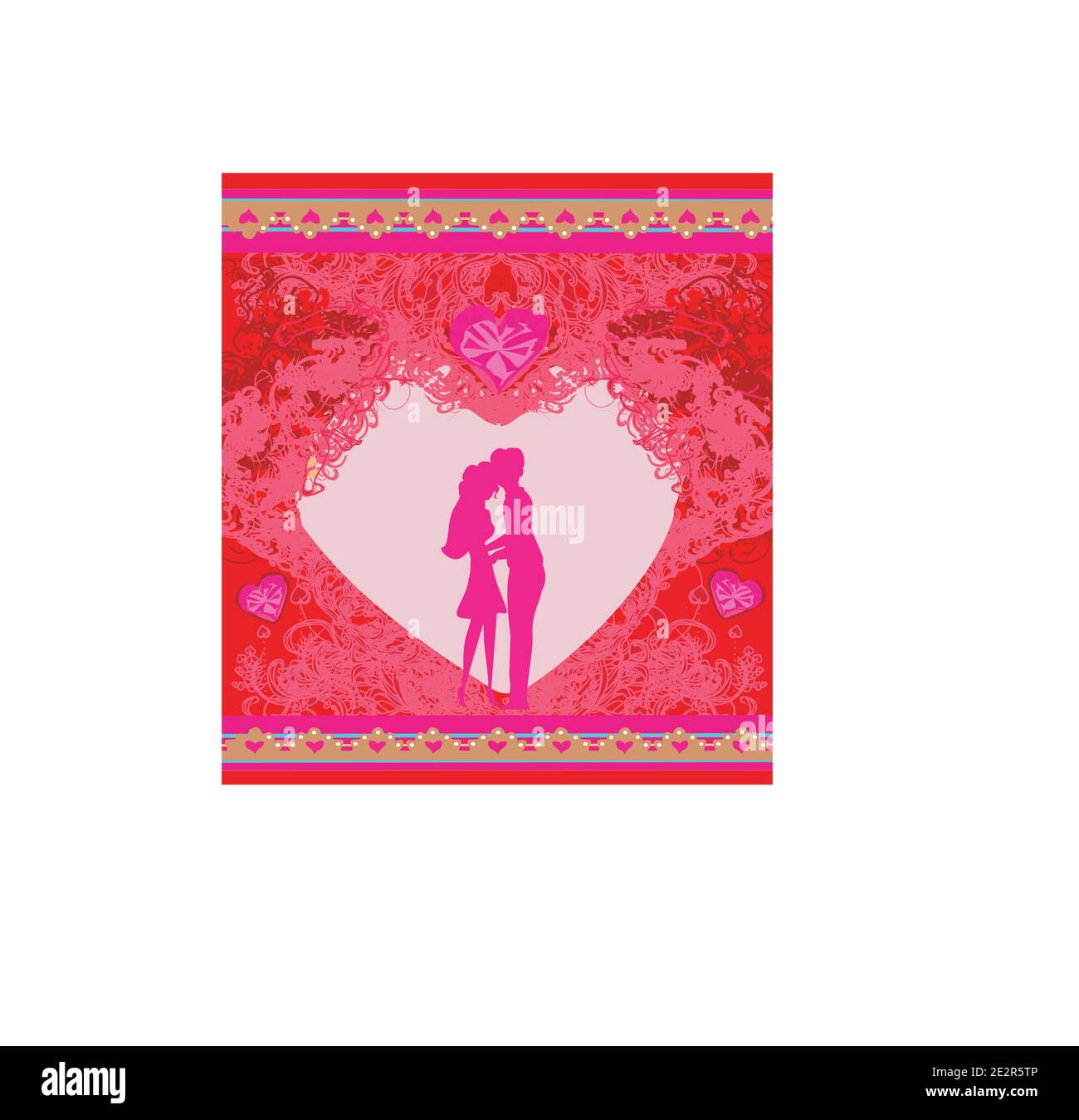 Happy valentines day card - hugging couple on the background of the ...