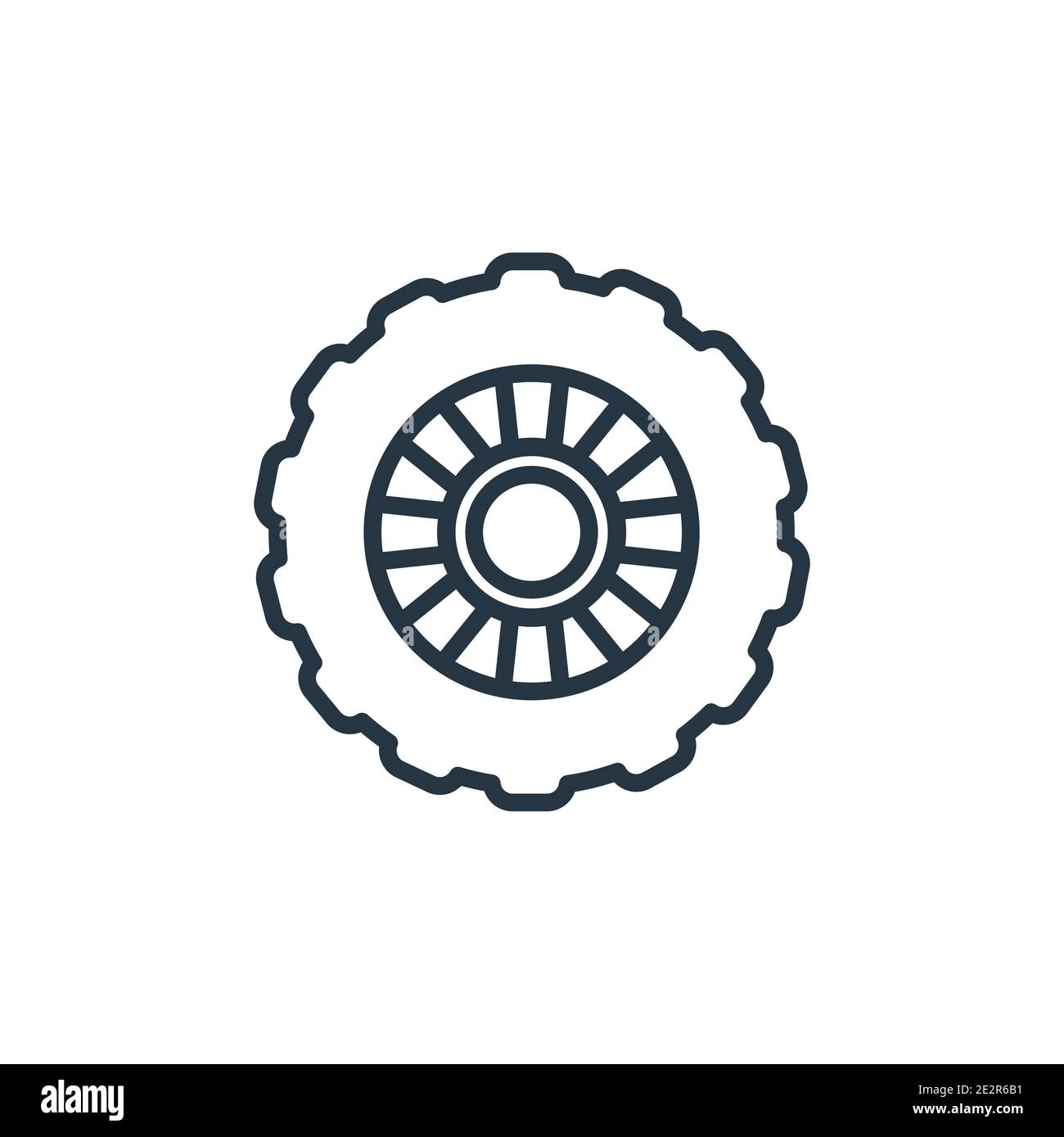 Car tyre outline vector icon. Thin line black car tyre icon, flat vector simple element illustration from editable car parts concept isolated on white Stock Vector