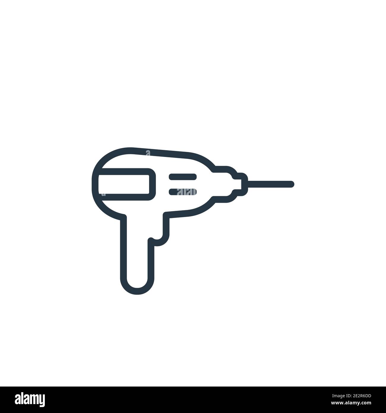 Nail gun outline vector icon. Thin line black nail gun icon, flat