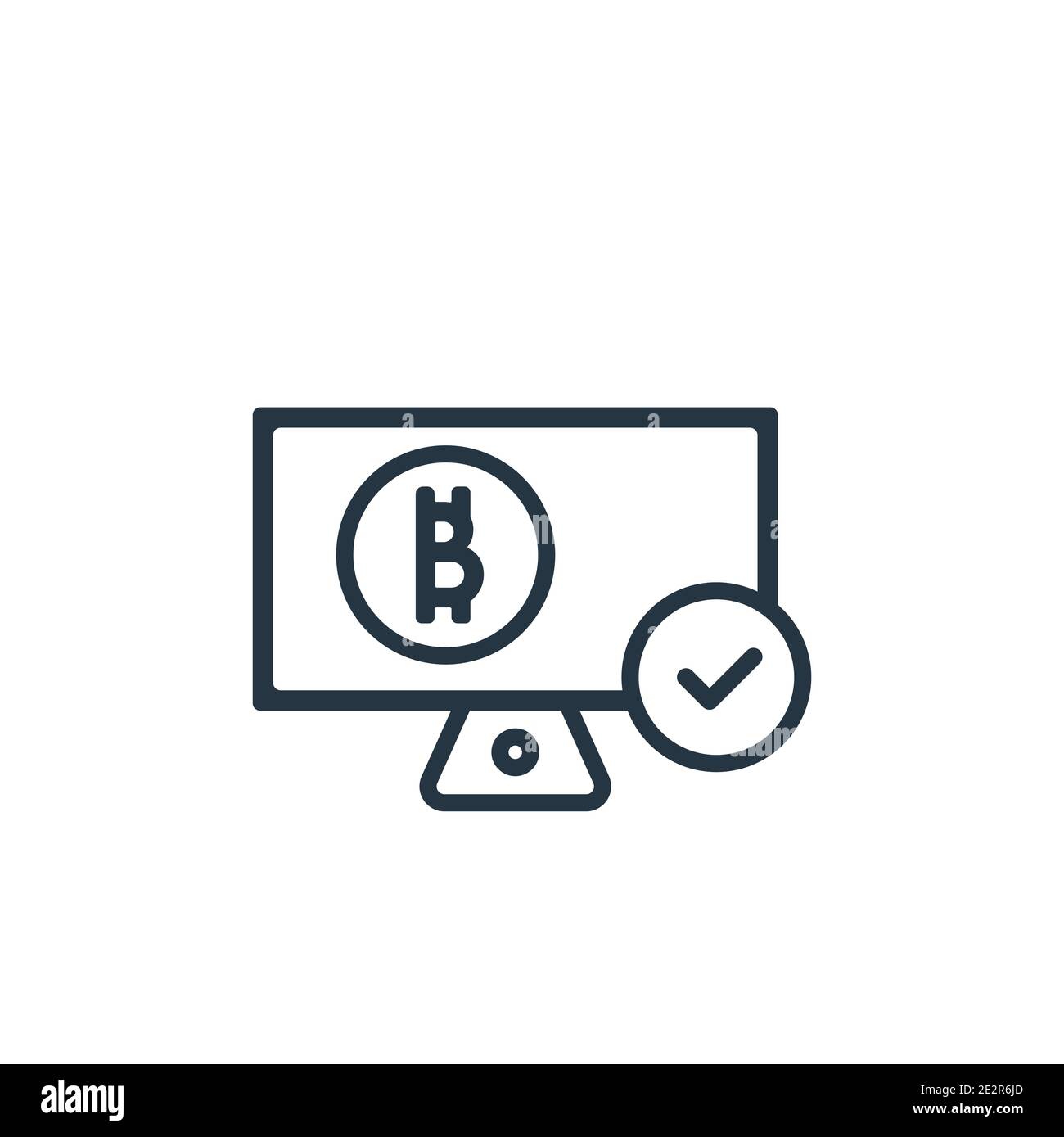 Bitcoin accepted outline vector icon. Thin line black bitcoin accepted icon, flat vector simple element illustration from editable cryptocurrency conc Stock Vector