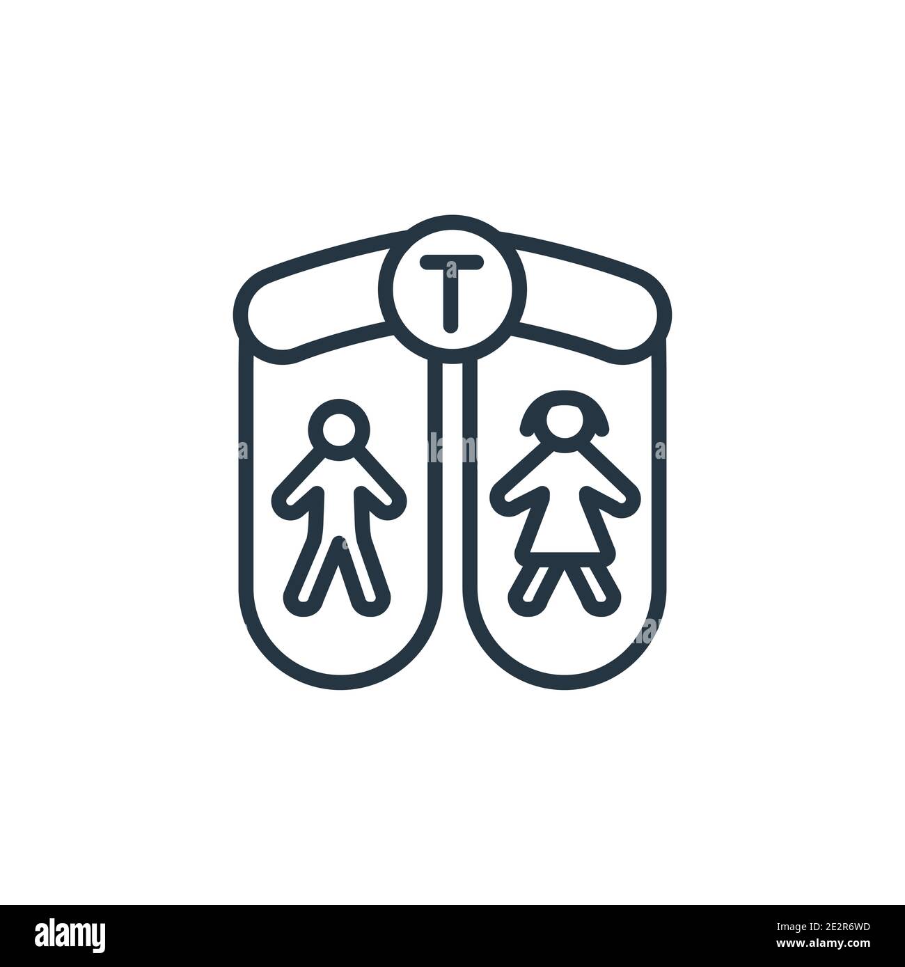 Men and women toilet outline vector icon. Thin line black men and women ...