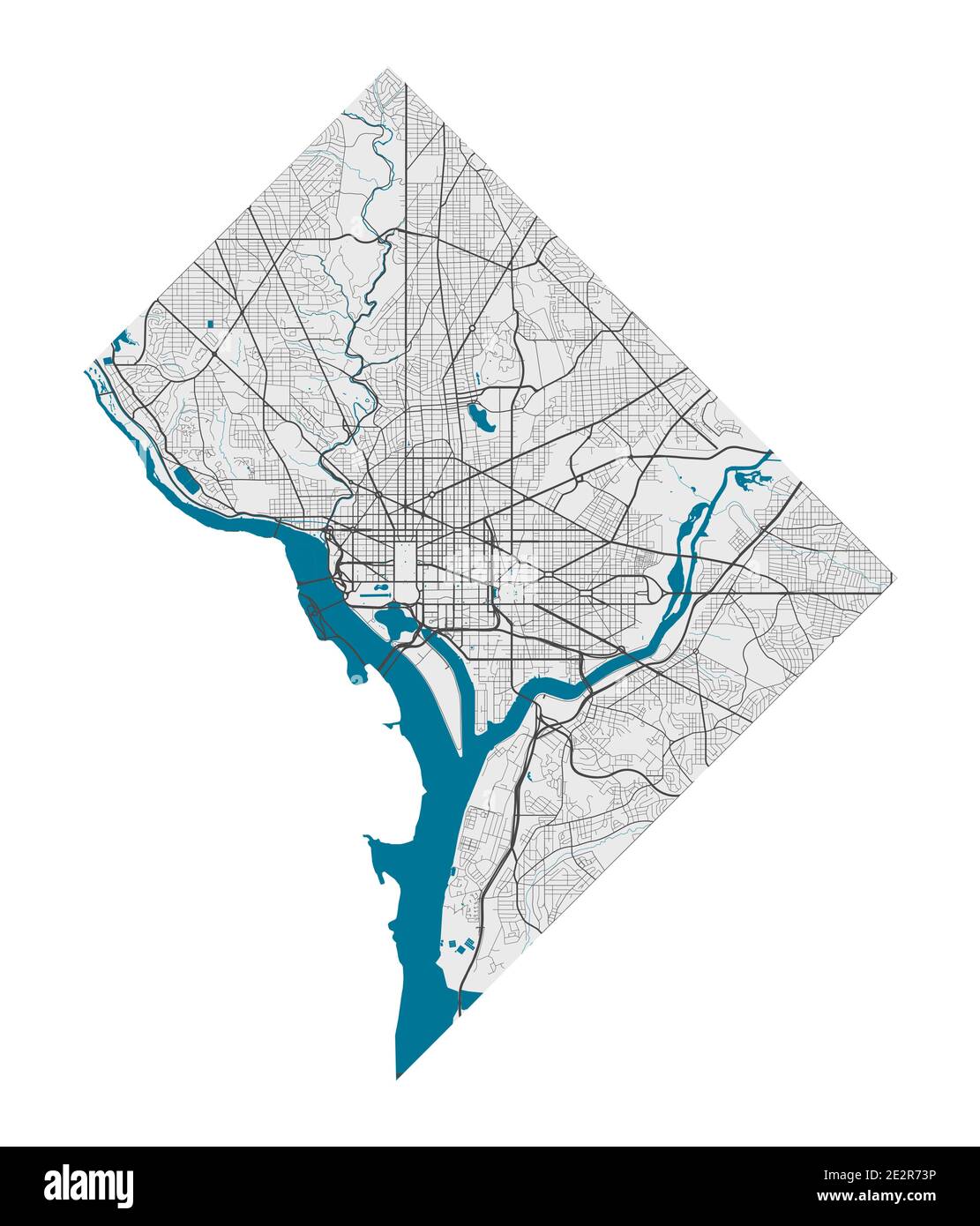 Washington Outline Map with Capitals & Major Cities- Digital Vector,  Illustrator, PDF, WMF