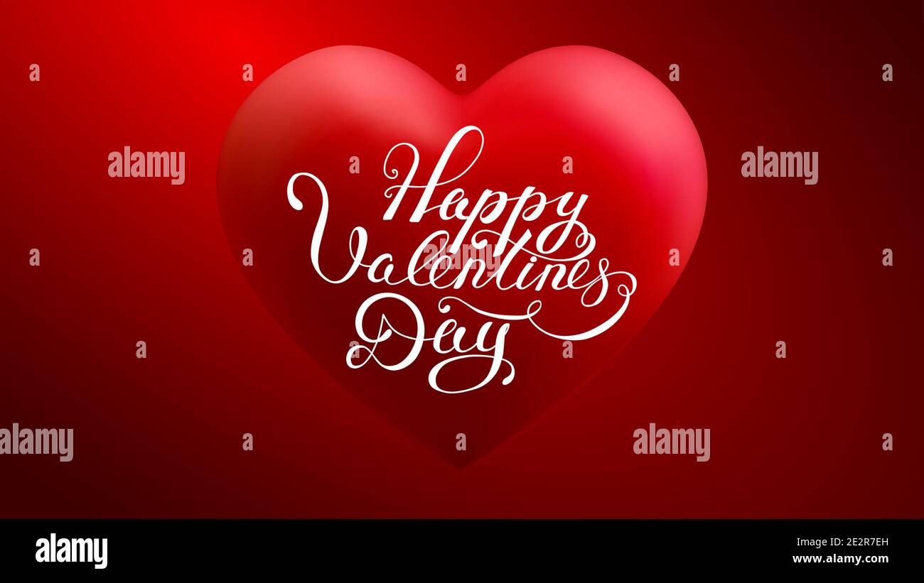 3d vector heart with Happy Valentines Day lettering. Vector ...