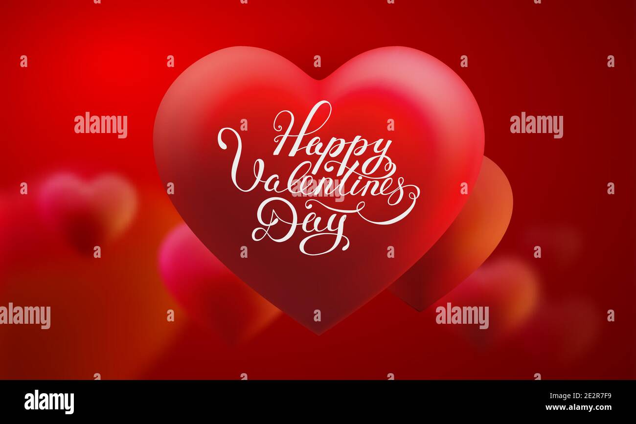 3d vector heart with Happy Valentines Day lettering. Vector ...