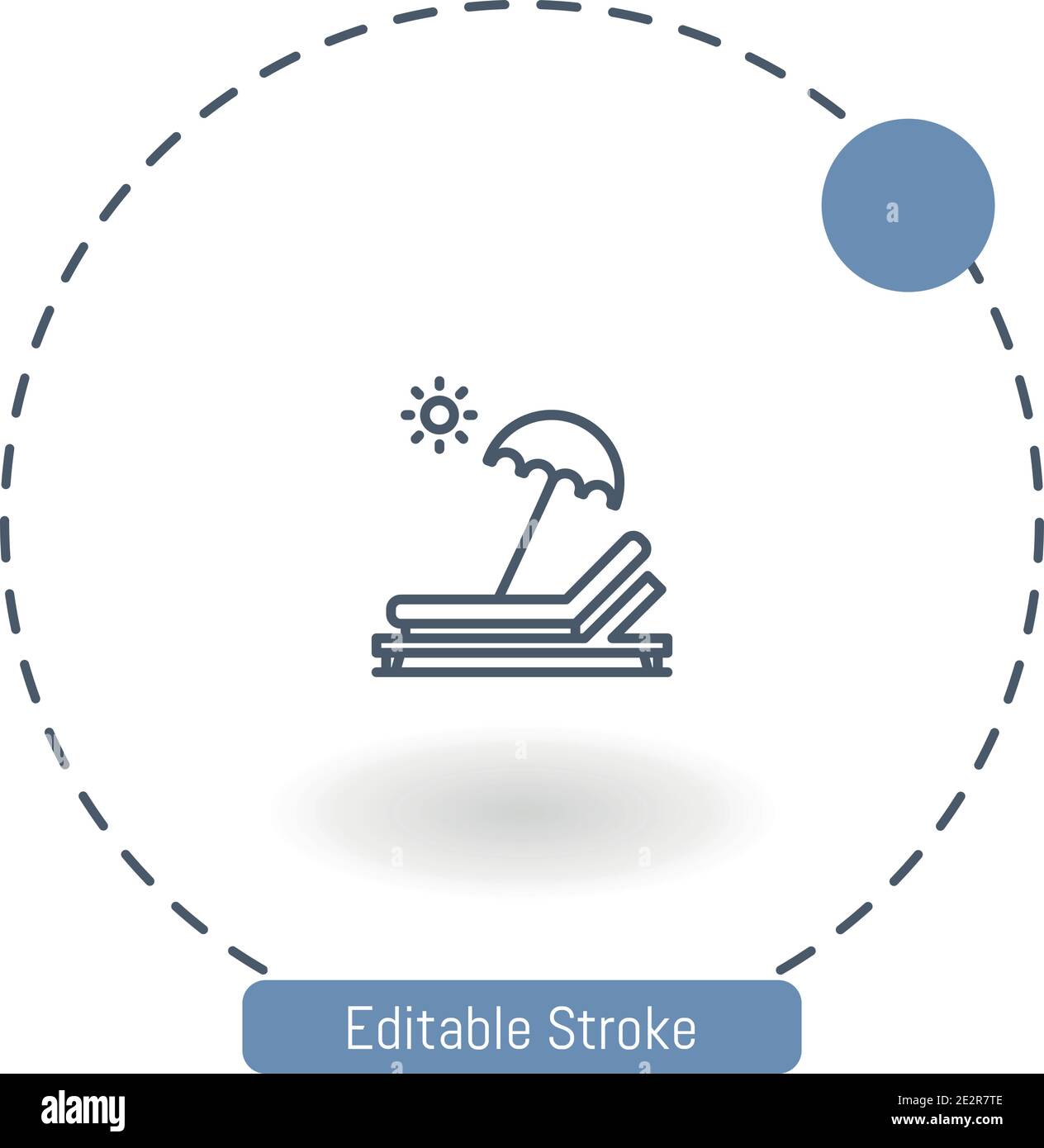 Sunbed vector icon editable stroke outline icons for web and mobile Stock Vector