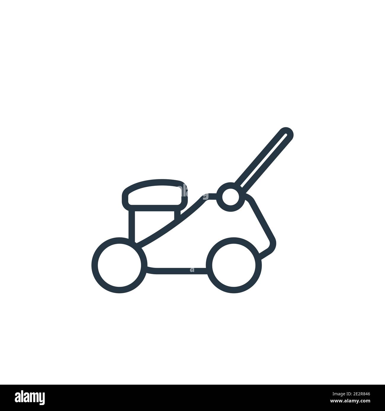 Lawn mower outline vector icon. Thin line black lawn mower icon, flat vector simple element illustration from editable cleaning concept isolated on wh Stock Vector
