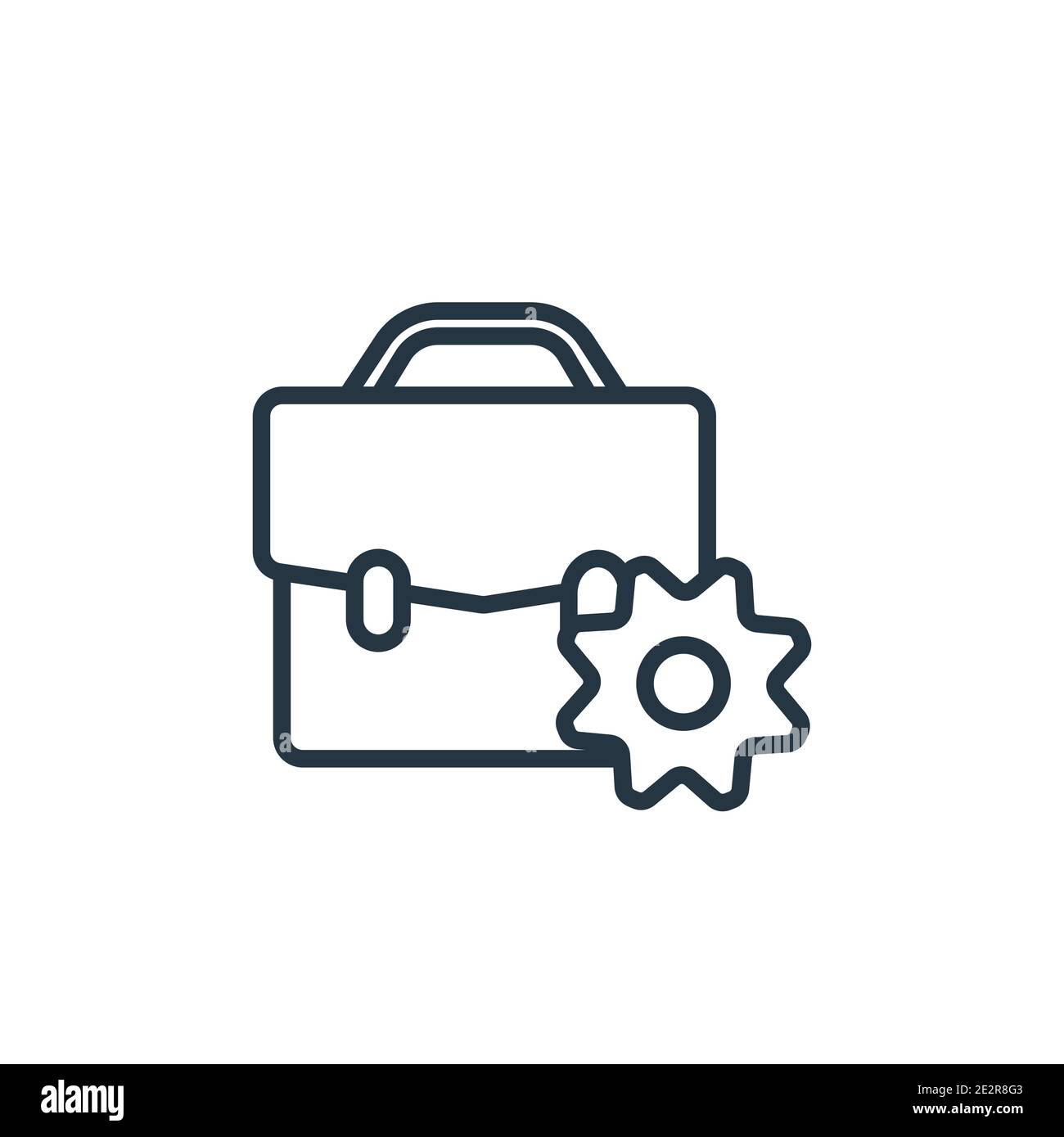 Briefcase settings outline vector icon. Thin line black briefcase settings icon, flat vector simple element illustration from editable business concep Stock Vector