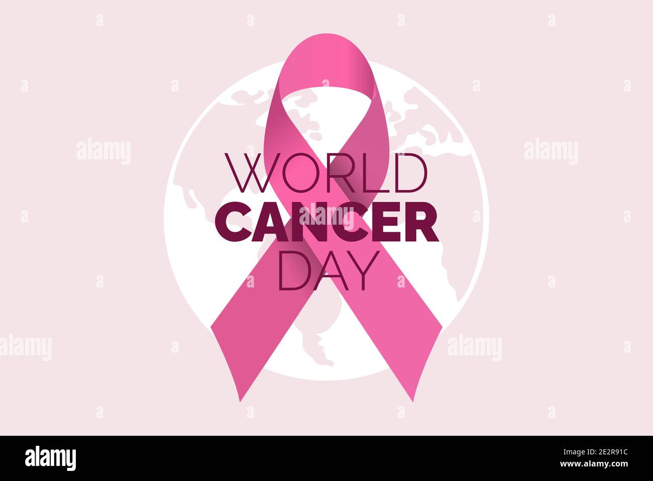 World cancer day globe lettering banner, We can I can. February 4. Vector illustration of World Cancer Day with ribbon and text Stock Vector