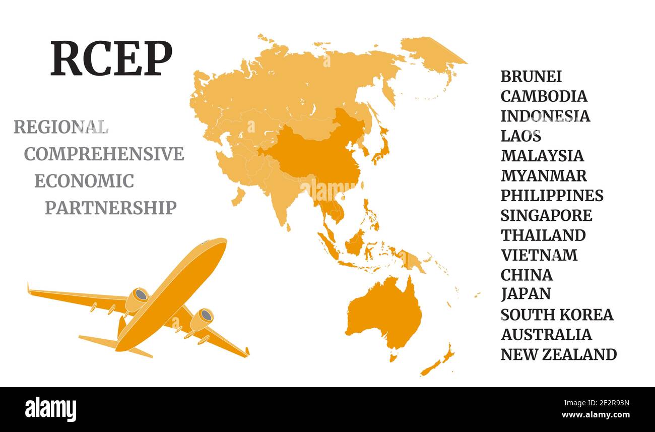 Air cargo for the Regional Comprehensive Economic Partnership. Vector ...
