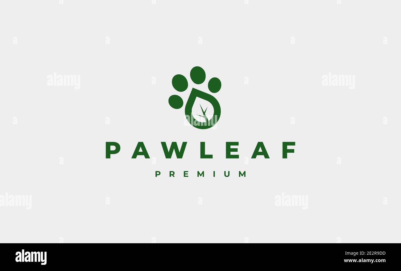 paw leaf foot print logo Design Vector illustration Stock Vector