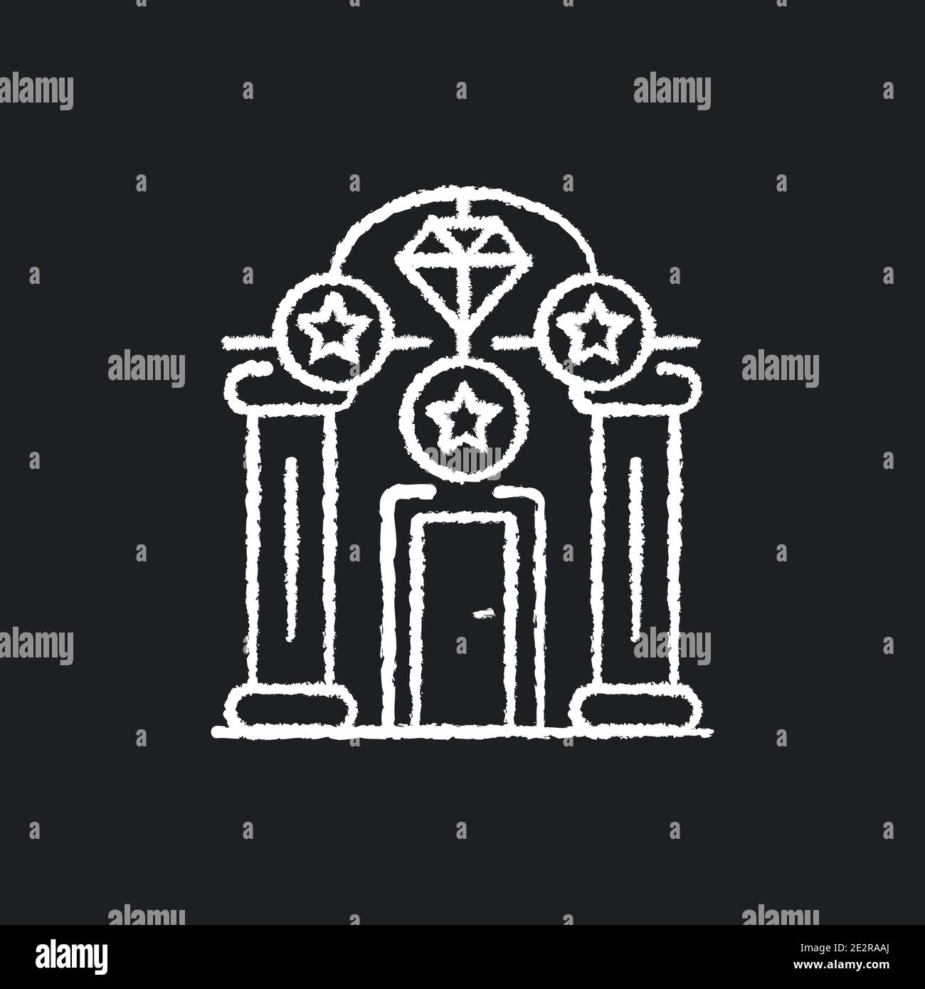 Upscale pawnshops chalk white icon on black background Stock Vector