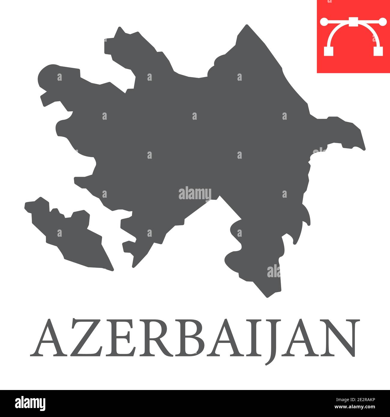 Map of Azerbaijan glyph icon, country and geography, azerbaijan map sign vector graphics, editable stroke solid icon, eps 10. Stock Vector