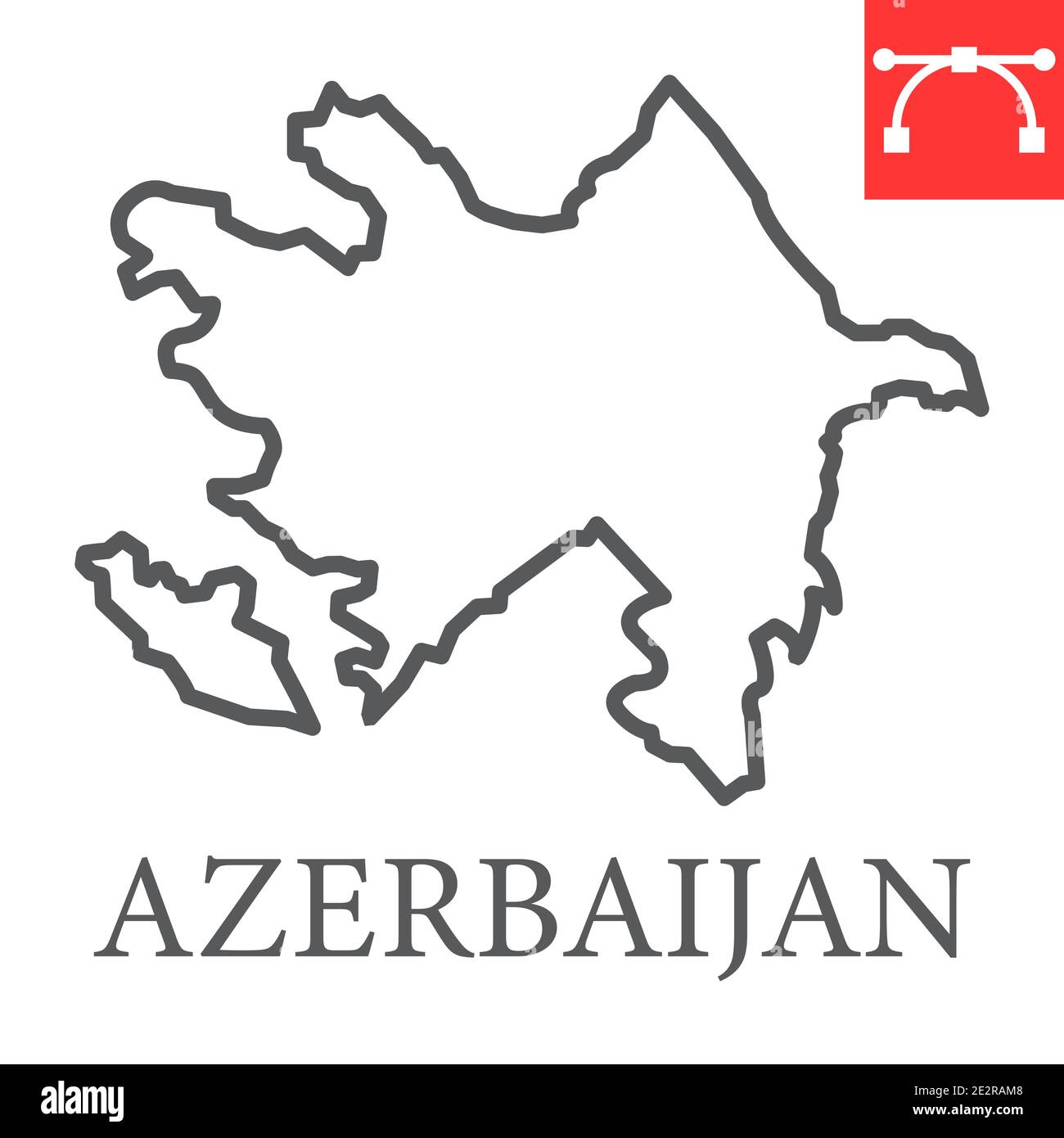 Map of Azerbaijan line icon, country and geography, azerbaijan map sign vector graphics, editable stroke linear icon, eps 10. Stock Vector