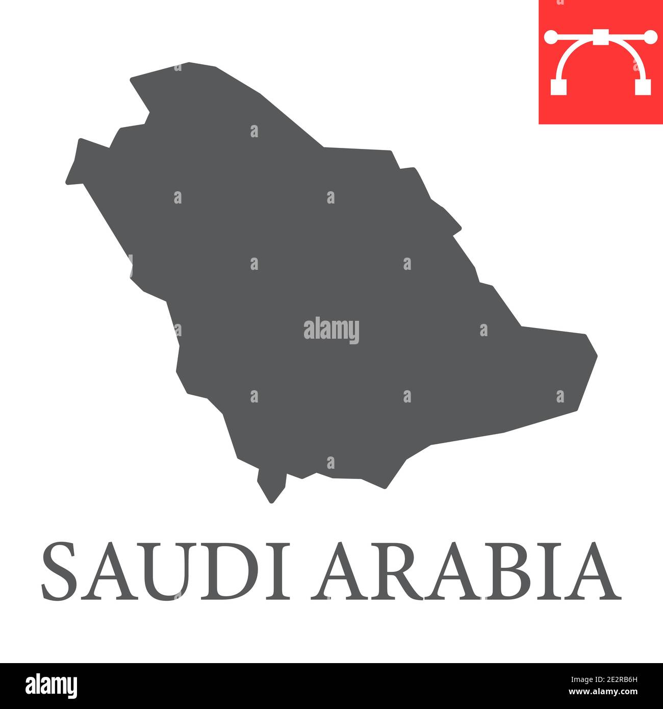 Map of Saudi Arabia glyph icon, country and geography, saudi arabia map sign vector graphics, editable stroke solid icon, eps 10. Stock Vector