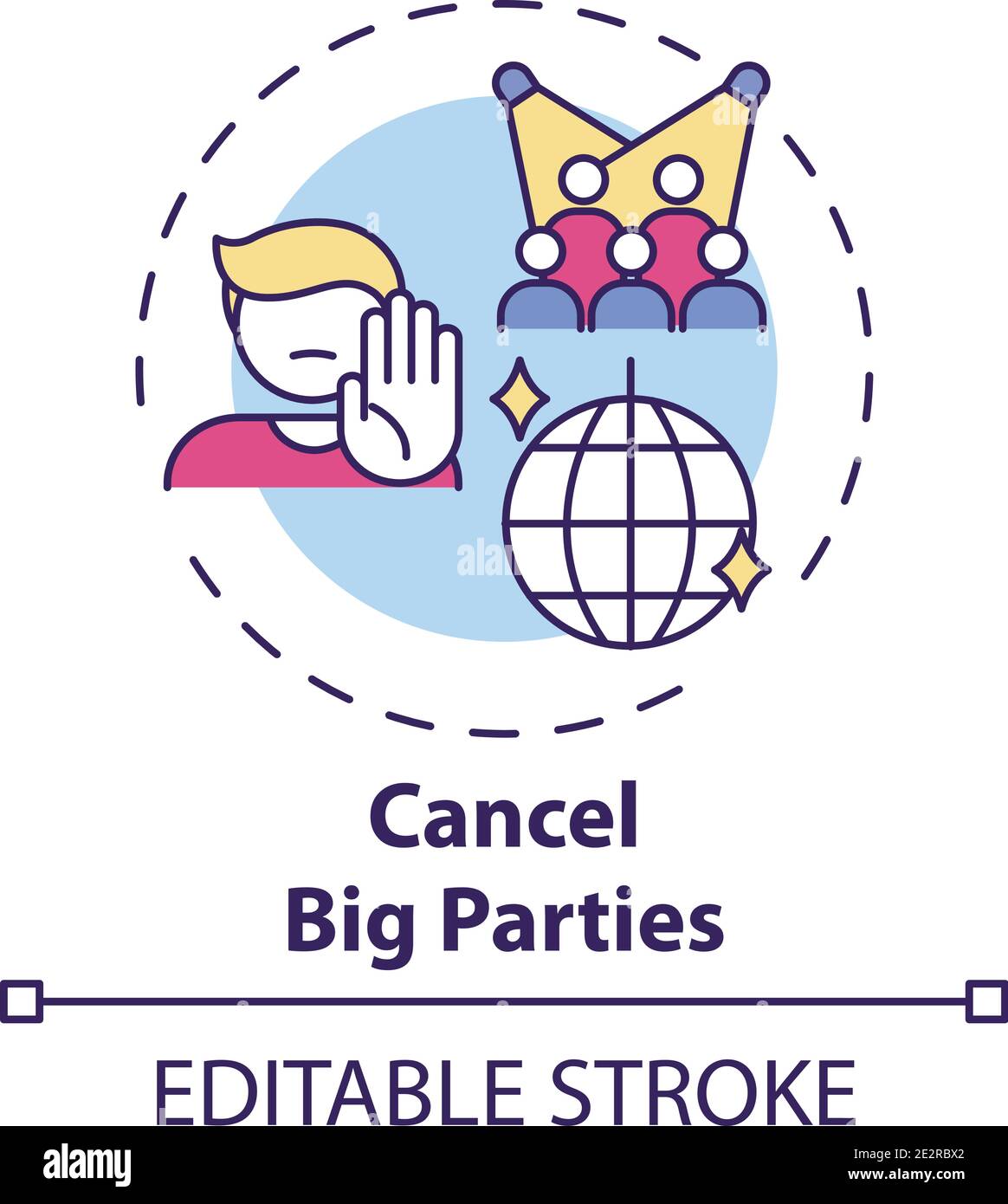 Big parties cancellation concept icon Stock Vector