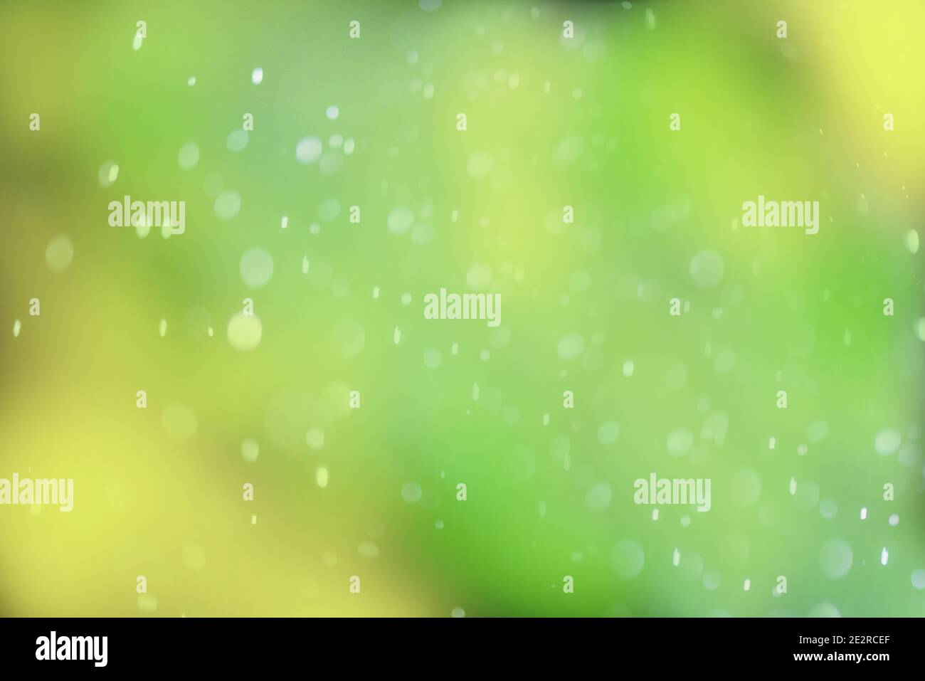 art, abstract spring background.Blue, green defocus bokeh background. Drops dew or rain. Design element. Stock Photo