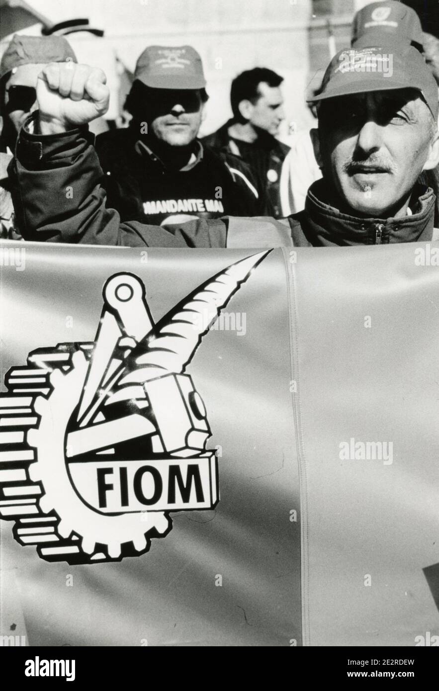 Italian FIOM metalworkers union demonstration, Rome 2000s Stock Photo ...