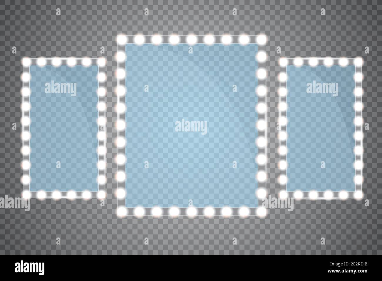 Makeup mirror isolated with lights. Vector illustration Stock Vector