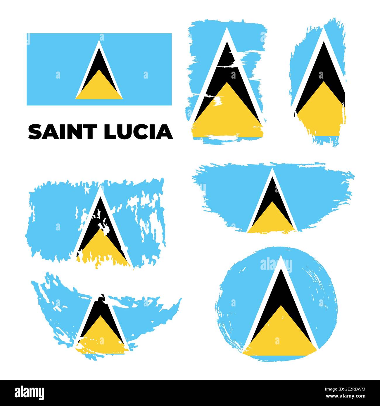 Grunge style brush painted Saint Lucia country flag illustration  Stock Vector