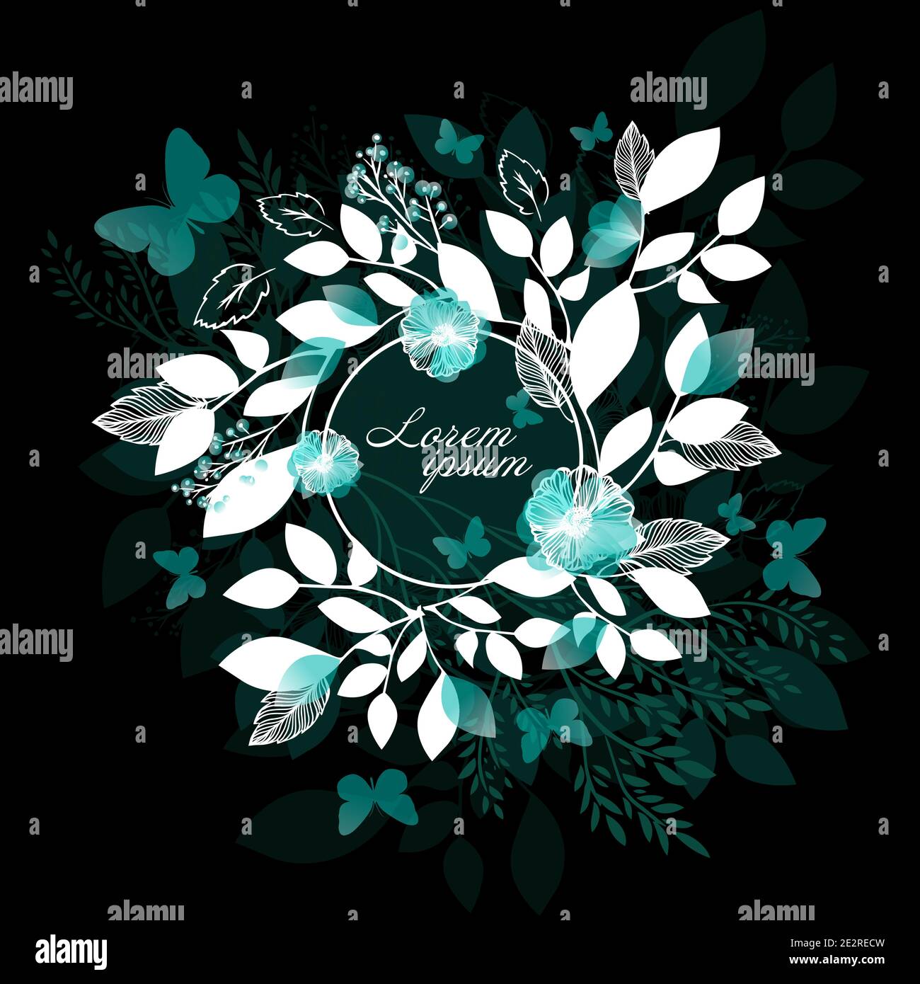 Abstract frame with leaves and flowers. Vector illustration Stock ...