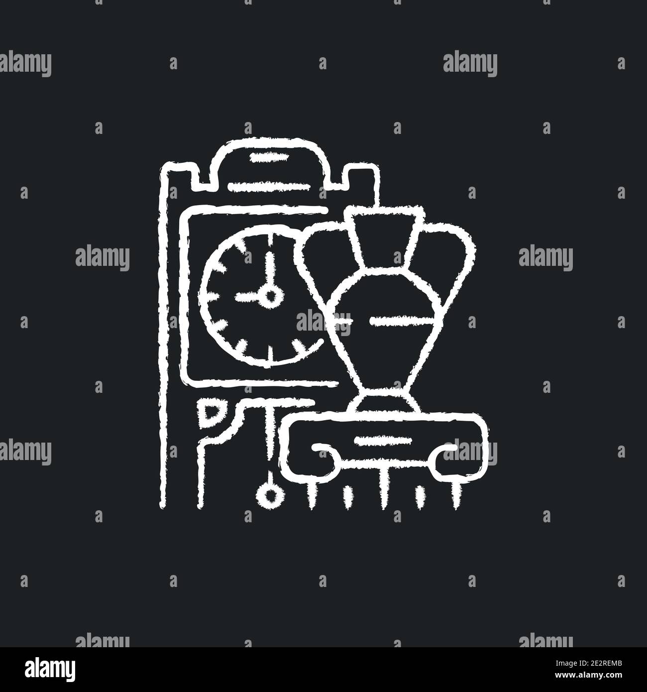 Antiques chalk white icon on black background Stock Vector