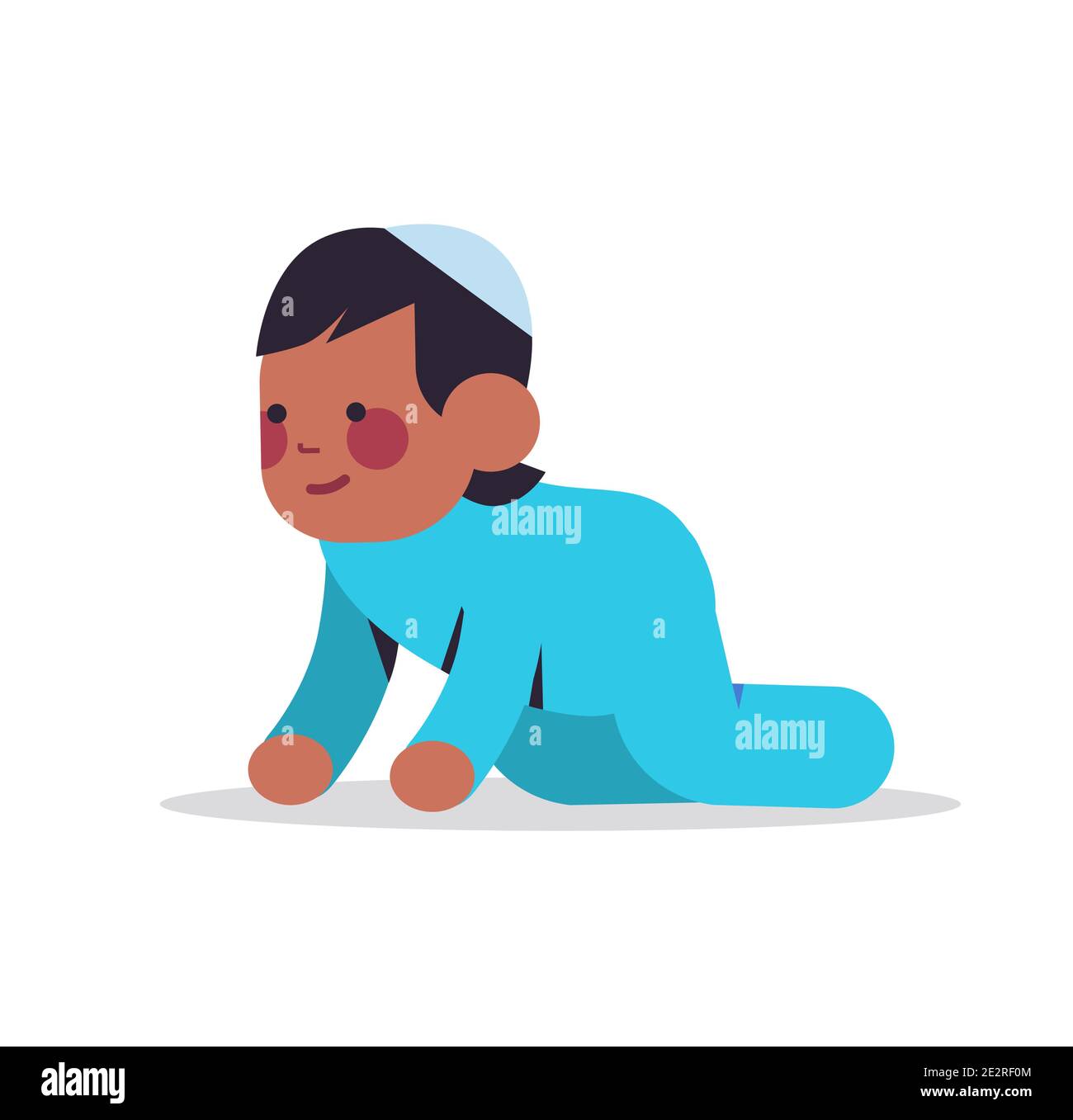 little arabic baby boy infant in blue pajamas childhood concept full