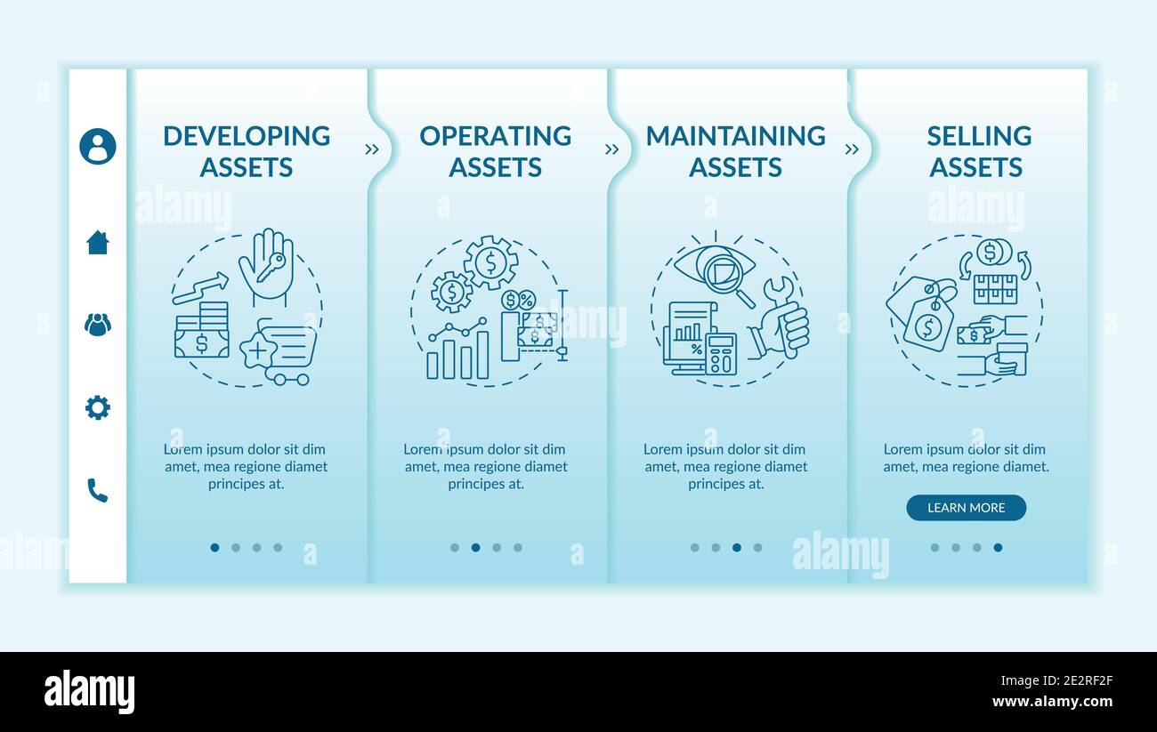 Investment management components onboarding vector template Stock Vector