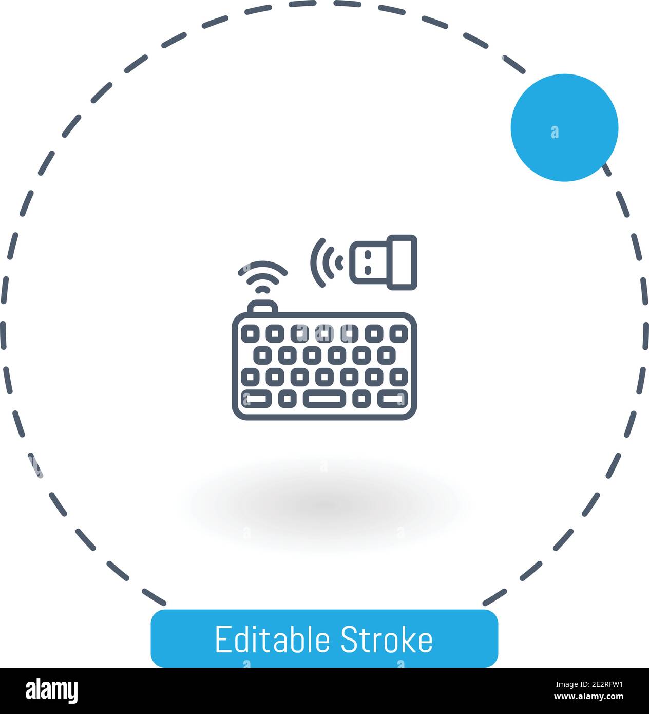 wireless keyboard vector icon editable stroke outline icons for web and mobile Stock Vector