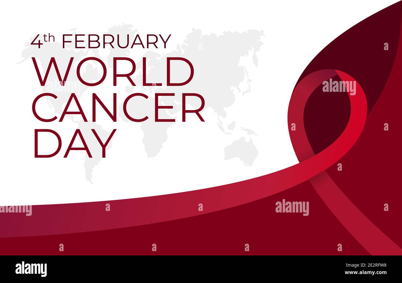 Vector illustration of World Cancer Day background with red ribbon. Stock Vector
