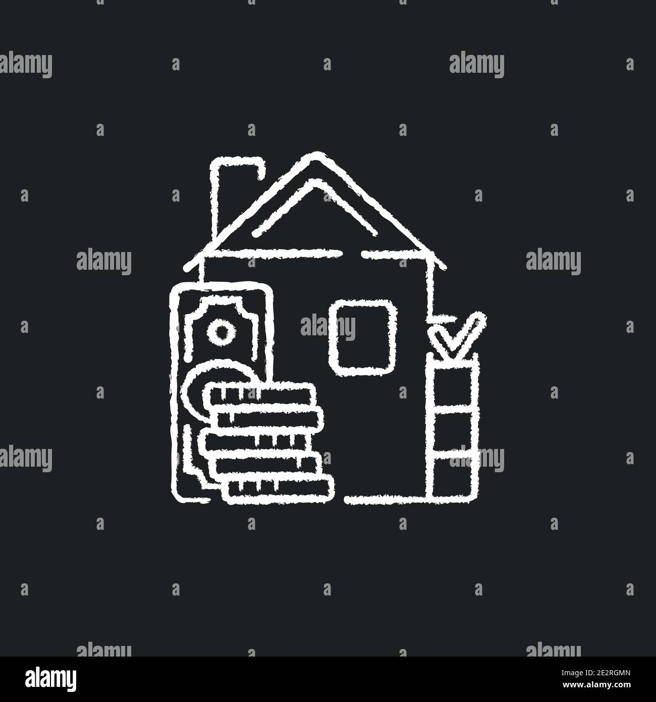 Down payment chalk white icon on black background Stock Vector