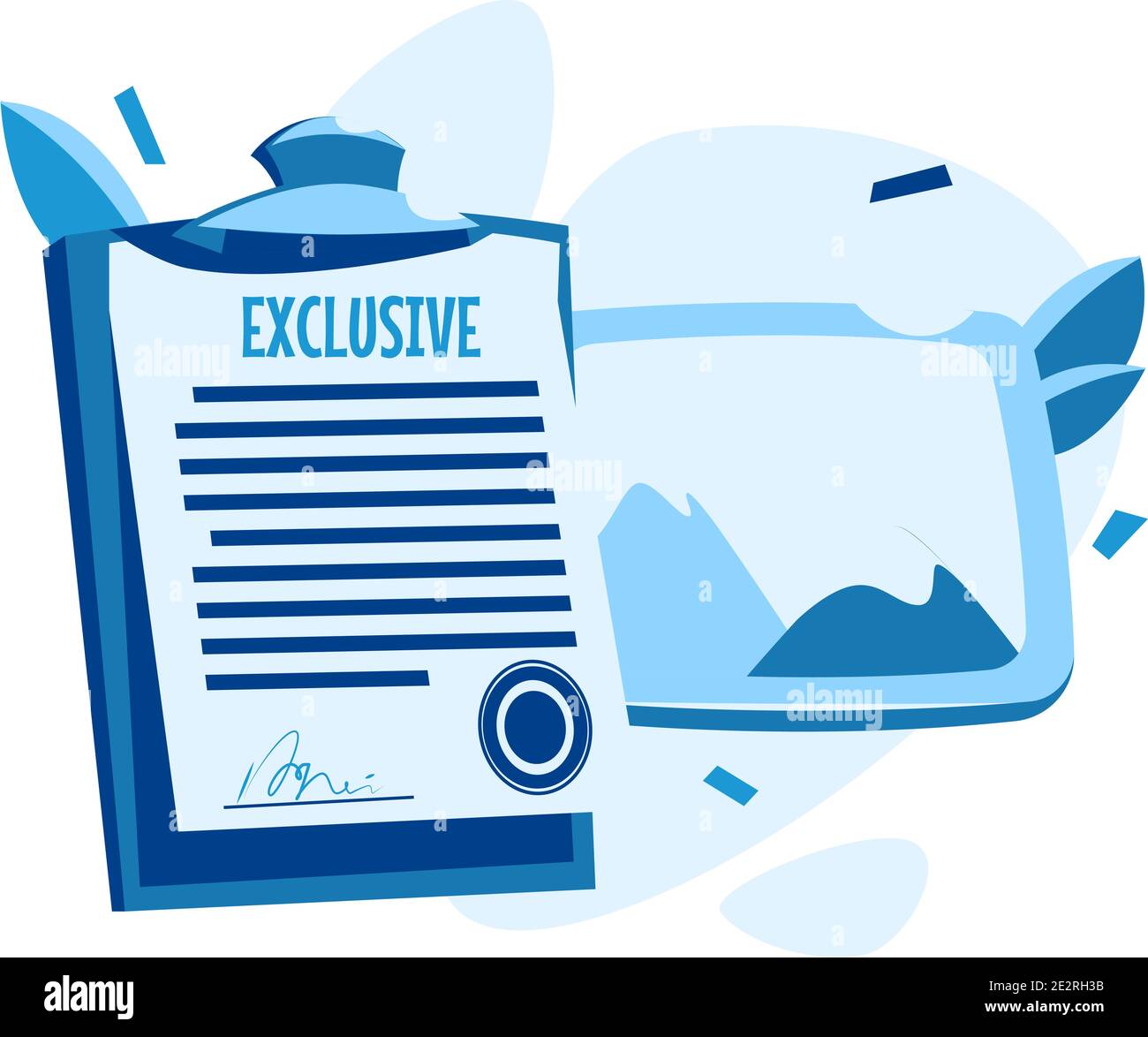 Paper Document With Signature And Seal Exclusive Contract Or Agreement Cartoon Vector 2407