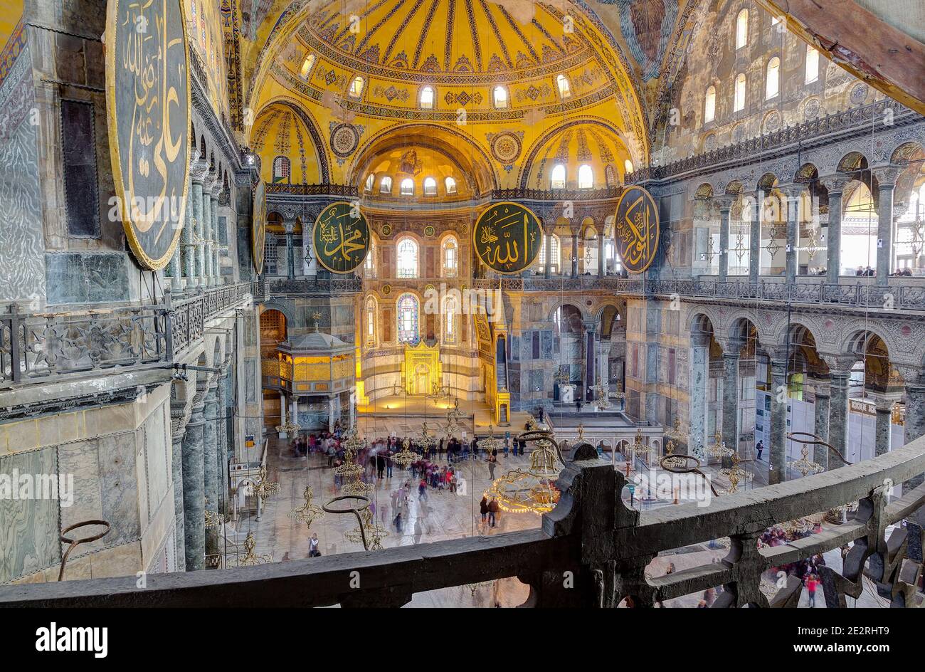 Hagia Sophia interior on December 28, 2012 in Istanbul, Turkey. Hagia Sophia was the world's largest cathedral for nearly a thousand years. Stock Photo