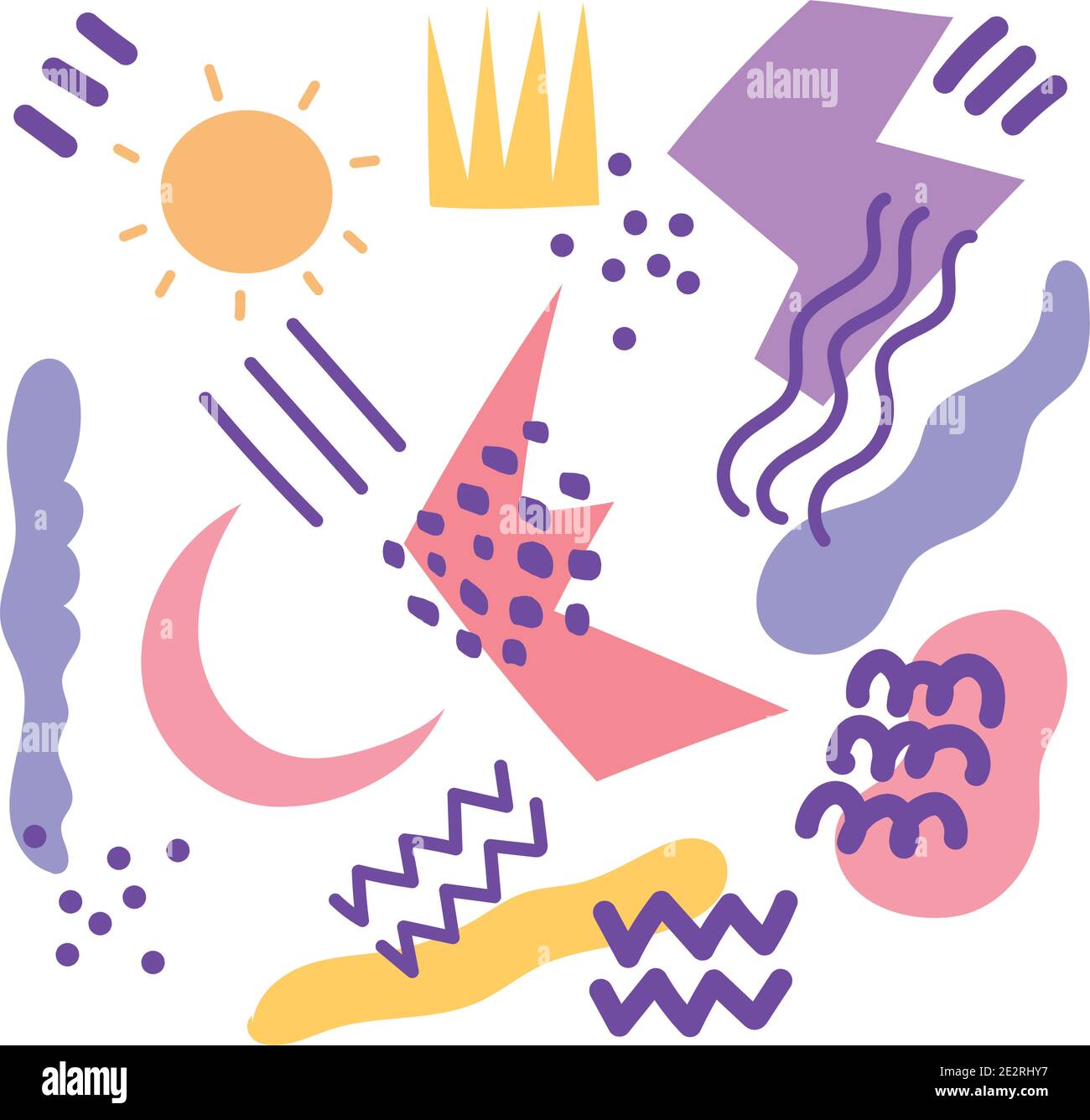seamless pattern hand drawn objects abstract shapes background vector ...
