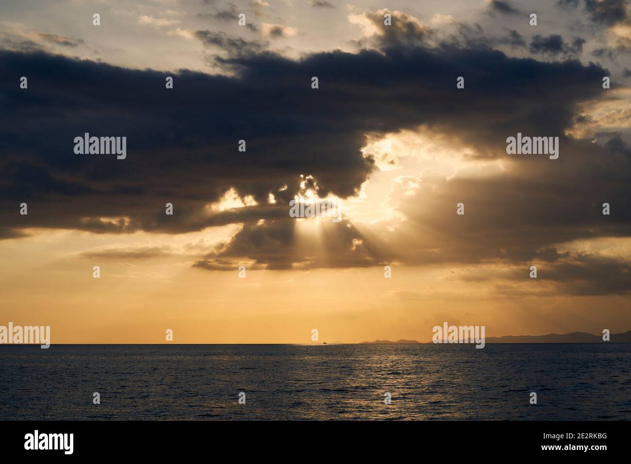 Amazing sunset over the Andaman sea off the West Coast of Thailand Stock Photo