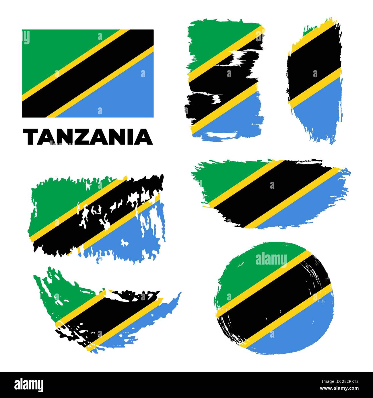 Tanzania national flag created in grunge style Stock Vector