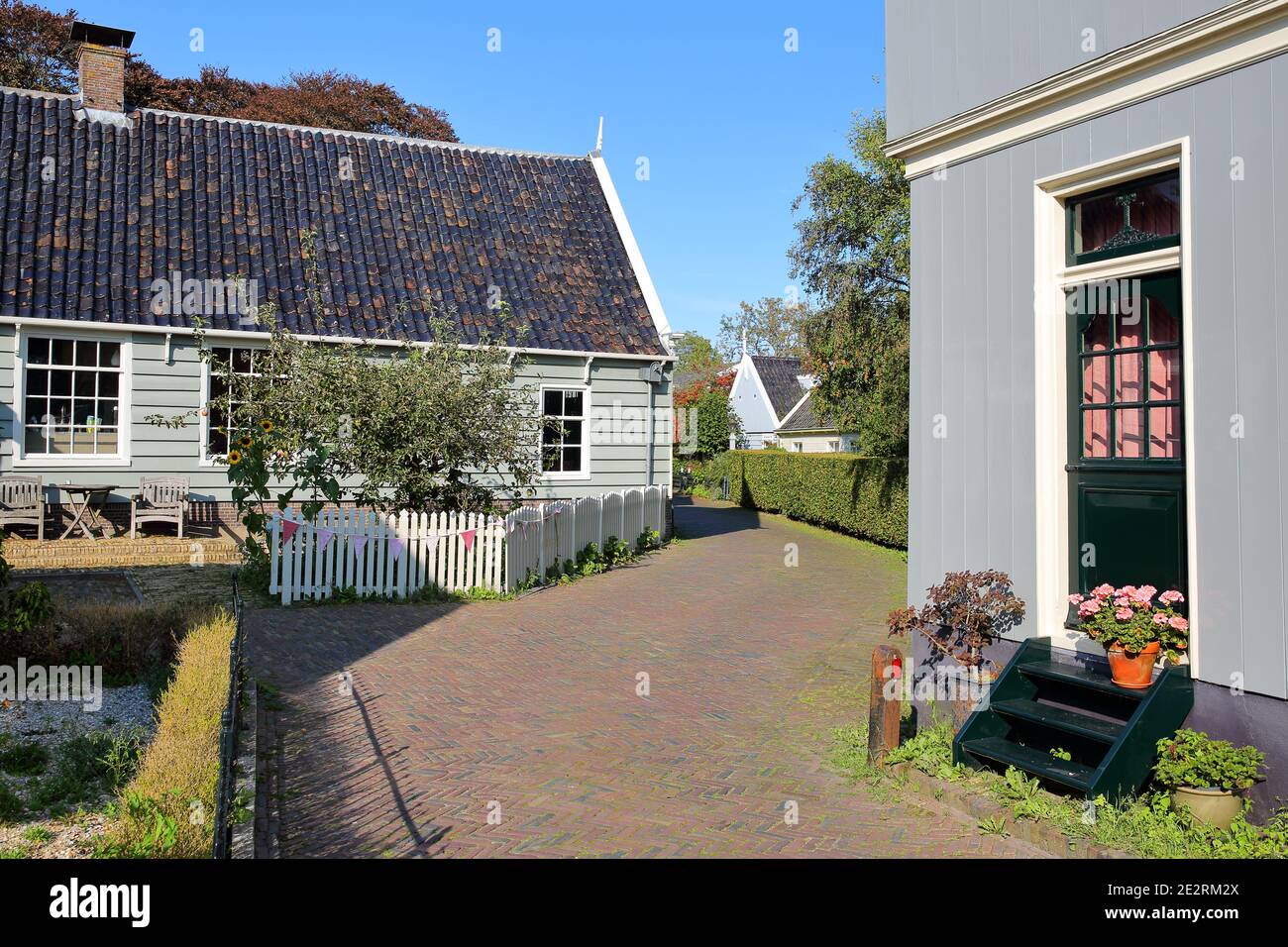 Broek in Waterland, a small town with traditional old and painted wooden houses, North Holland, Netherlands Stock Photo