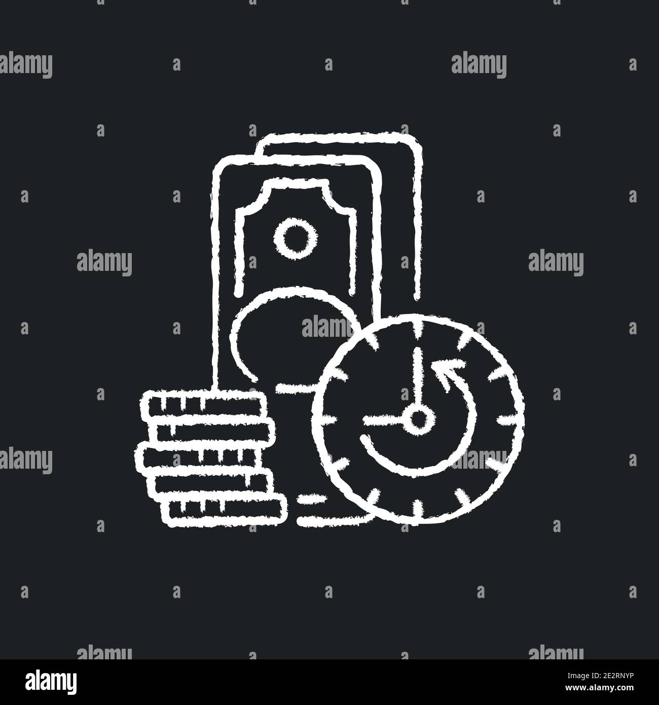 Extension chalk white icon on black background Stock Vector