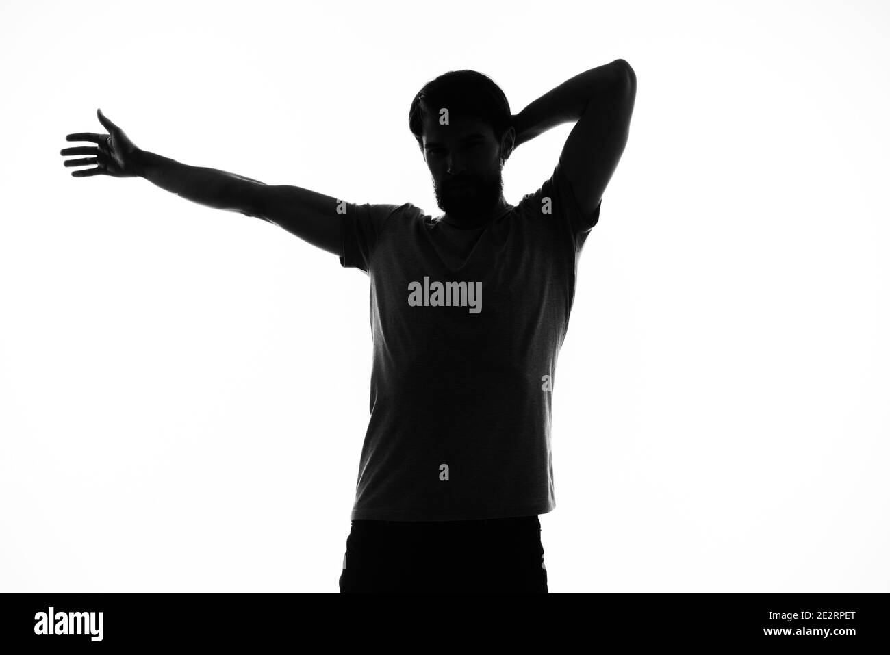 Silhouette man gestures hands hi-res stock photography and images - Alamy