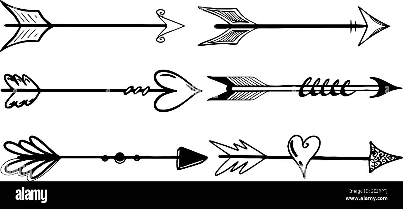 Hand drawn arrow set on white background Stock Vector