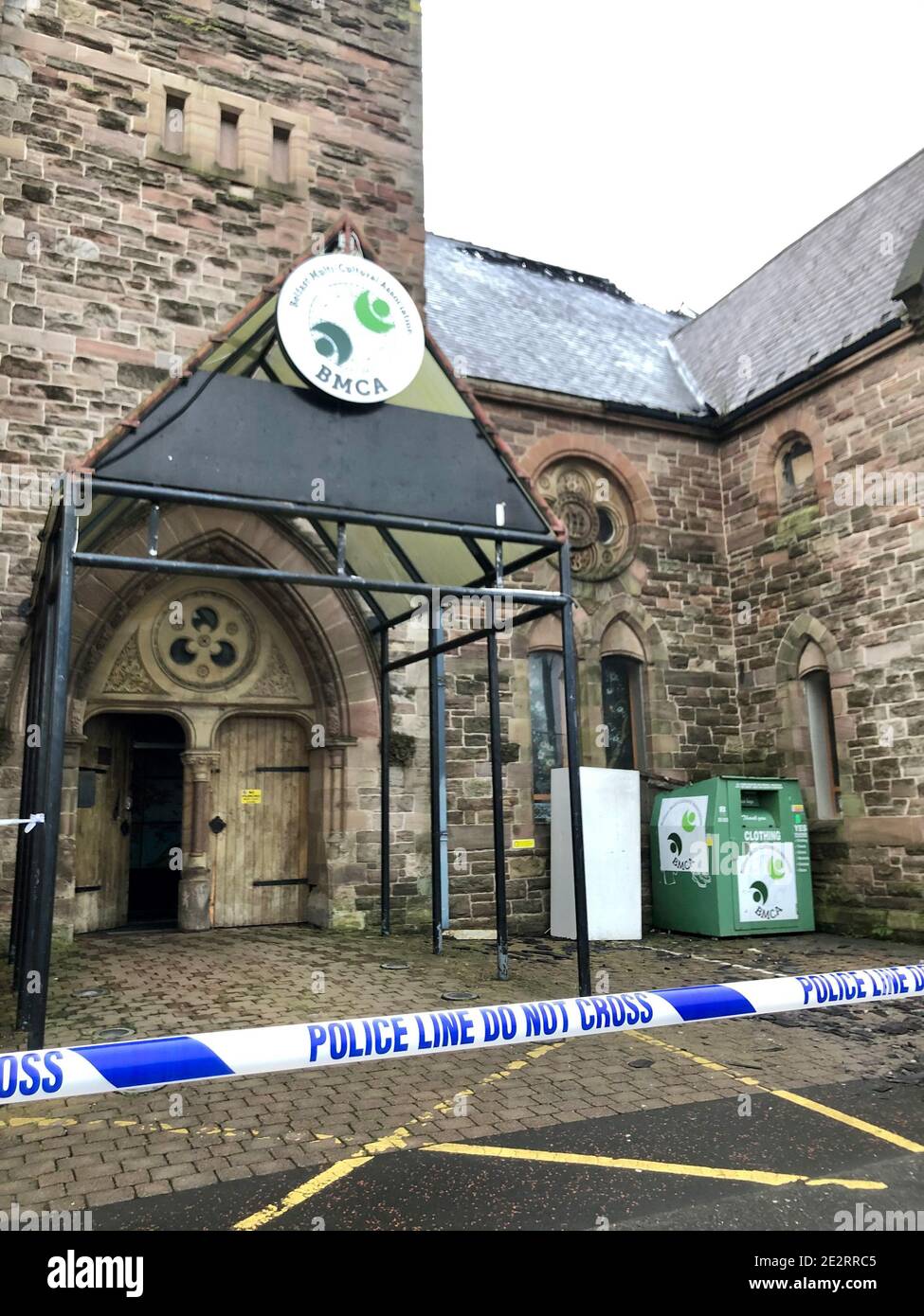 Damage to the Belfast Multi Cultural Association building on Donegall Pass, south Belfast, after a fire on Thursday evening. Investigations are ongoing to establish whether the blaze at the property was started deliberately. Stock Photo